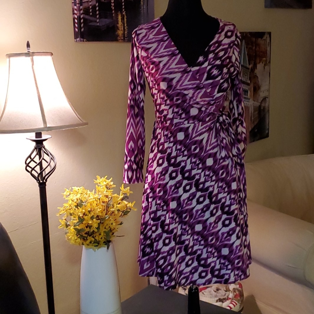 Pink and purple wrap dress